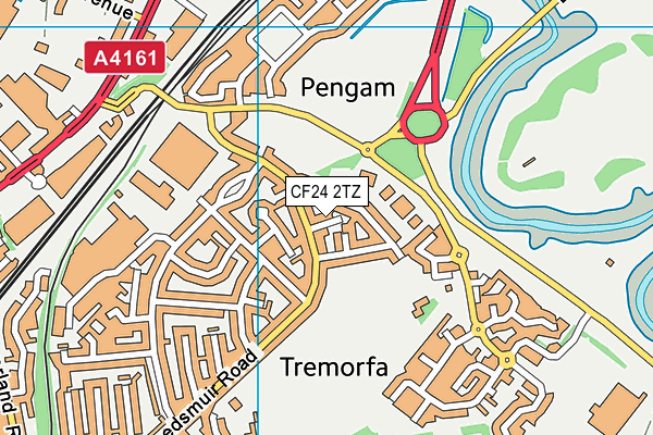 CF24 2TZ map - OS VectorMap District (Ordnance Survey)