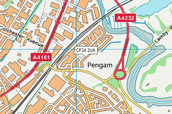 CF24 2UA map - OS VectorMap District (Ordnance Survey)