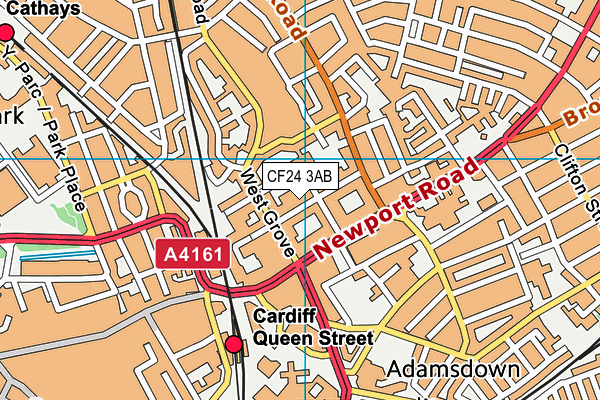 Cardiff Academy map (CF24 3AB) - OS VectorMap District (Ordnance Survey)