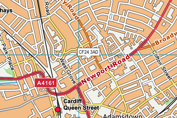 CF24 3AD map - OS VectorMap District (Ordnance Survey)