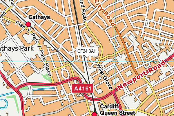 CF24 3AH map - OS VectorMap District (Ordnance Survey)