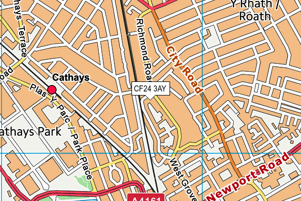 CF24 3AY map - OS VectorMap District (Ordnance Survey)