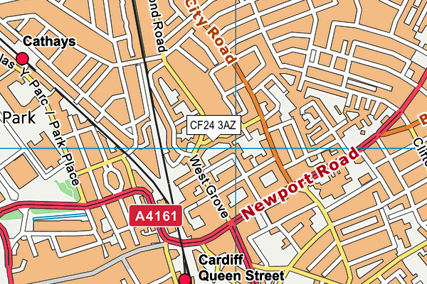 CF24 3AZ map - OS VectorMap District (Ordnance Survey)