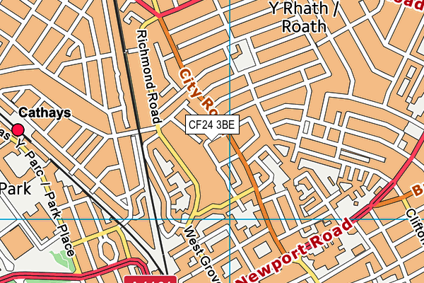 CF24 3BE map - OS VectorMap District (Ordnance Survey)