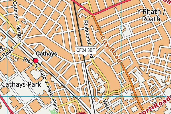 CF24 3BF map - OS VectorMap District (Ordnance Survey)