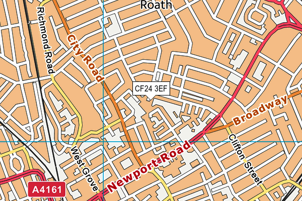 CF24 3EF map - OS VectorMap District (Ordnance Survey)