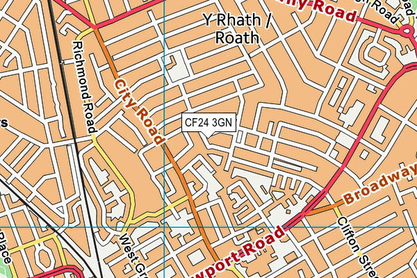 CF24 3GN map - OS VectorMap District (Ordnance Survey)