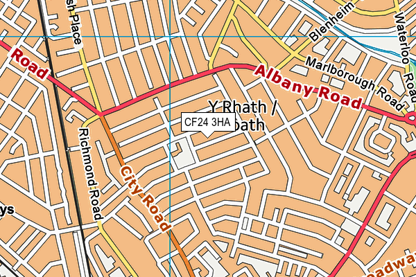 CF24 3HA map - OS VectorMap District (Ordnance Survey)