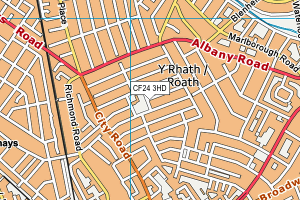 CF24 3HD map - OS VectorMap District (Ordnance Survey)