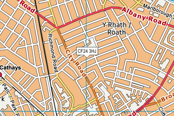 CF24 3HJ map - OS VectorMap District (Ordnance Survey)