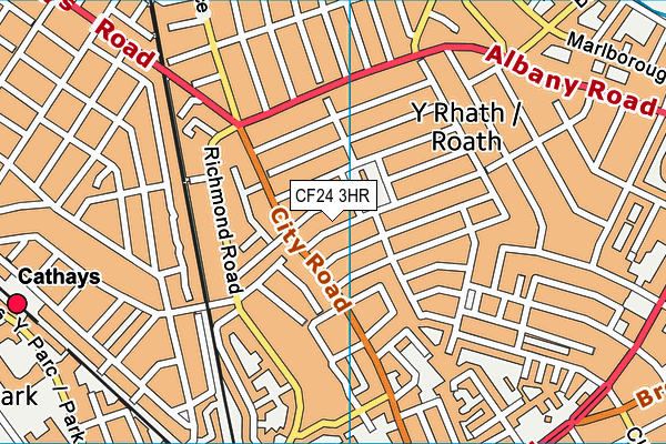 CF24 3HR map - OS VectorMap District (Ordnance Survey)