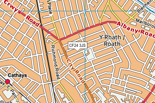 CF24 3JS map - OS VectorMap District (Ordnance Survey)