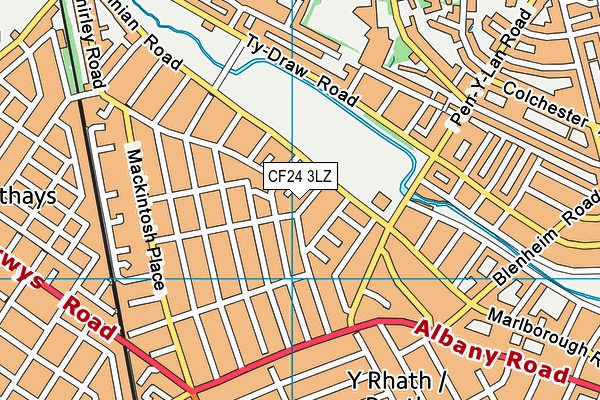 CF24 3LZ map - OS VectorMap District (Ordnance Survey)