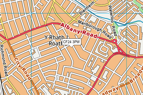 CF24 3PW map - OS VectorMap District (Ordnance Survey)