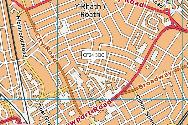 CF24 3QQ map - OS VectorMap District (Ordnance Survey)