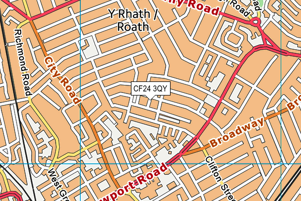 CF24 3QY map - OS VectorMap District (Ordnance Survey)