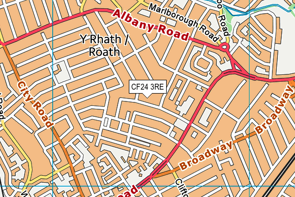 CF24 3RE map - OS VectorMap District (Ordnance Survey)