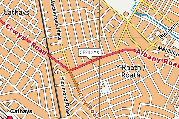 CF24 3YX map - OS VectorMap District (Ordnance Survey)