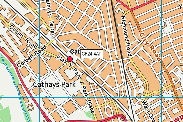 CF24 4AT map - OS VectorMap District (Ordnance Survey)