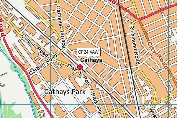 CF24 4AW map - OS VectorMap District (Ordnance Survey)