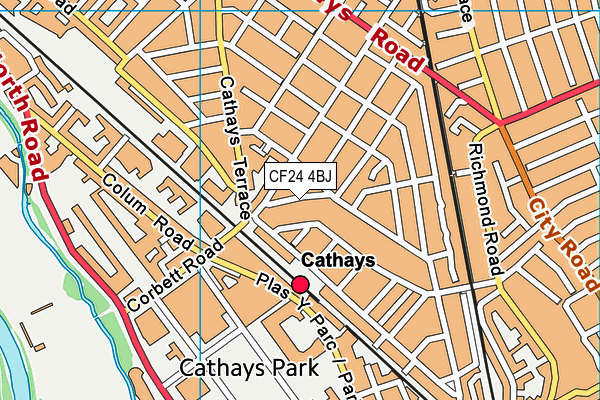 CF24 4BJ map - OS VectorMap District (Ordnance Survey)