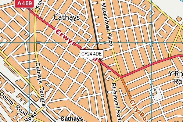 CF24 4DE map - OS VectorMap District (Ordnance Survey)