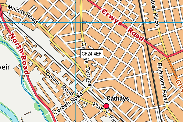 CF24 4EF map - OS VectorMap District (Ordnance Survey)