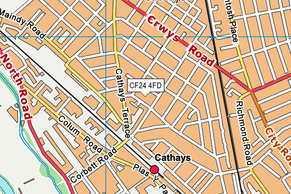 CF24 4FD map - OS VectorMap District (Ordnance Survey)