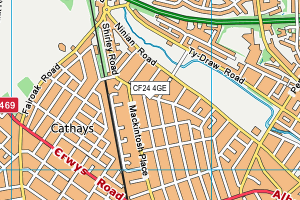 CF24 4GE map - OS VectorMap District (Ordnance Survey)