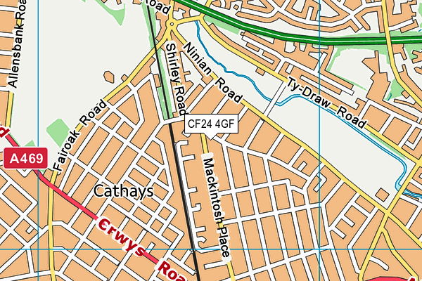 CF24 4GF map - OS VectorMap District (Ordnance Survey)