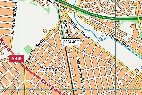 CF24 4GG map - OS VectorMap District (Ordnance Survey)