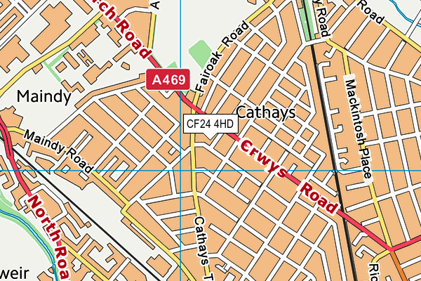 CF24 4HD map - OS VectorMap District (Ordnance Survey)