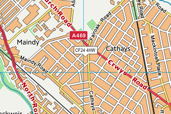 CF24 4HW map - OS VectorMap District (Ordnance Survey)