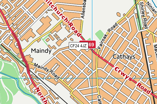 CF24 4JZ map - OS VectorMap District (Ordnance Survey)