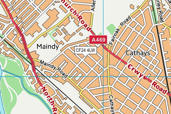 CF24 4LW map - OS VectorMap District (Ordnance Survey)