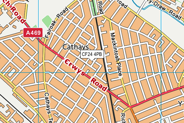 CF24 4PB map - OS VectorMap District (Ordnance Survey)