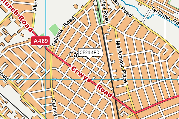 CF24 4PD map - OS VectorMap District (Ordnance Survey)