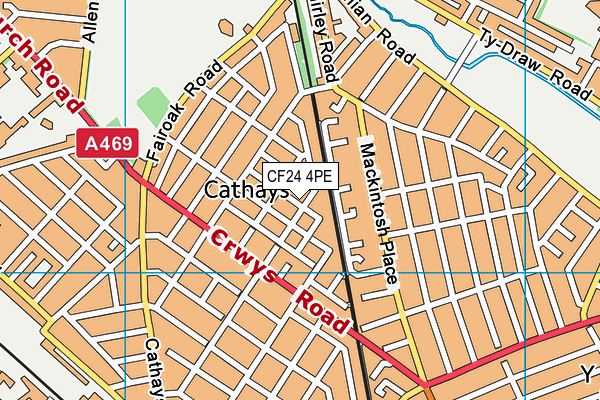 CF24 4PE map - OS VectorMap District (Ordnance Survey)