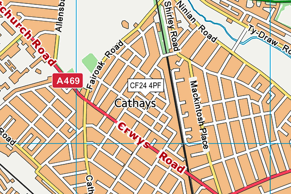 CF24 4PF map - OS VectorMap District (Ordnance Survey)