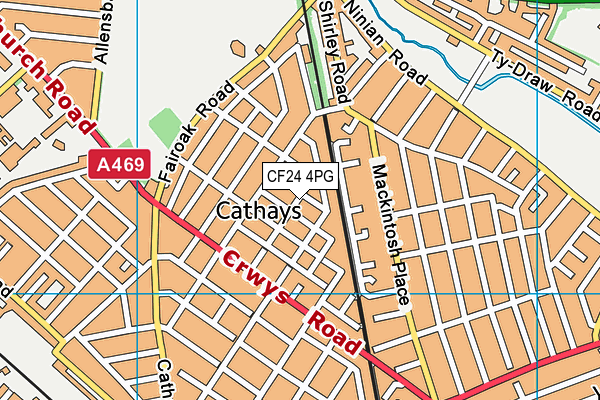 CF24 4PG map - OS VectorMap District (Ordnance Survey)