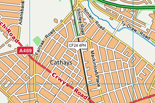 CF24 4PH map - OS VectorMap District (Ordnance Survey)