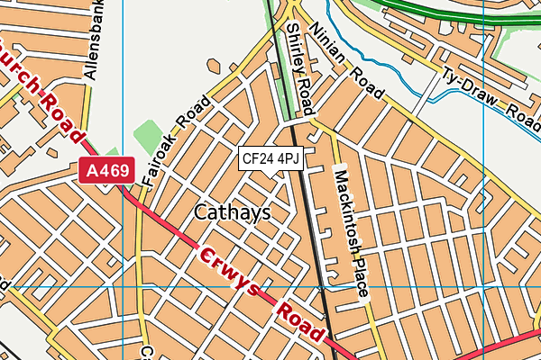 CF24 4PJ map - OS VectorMap District (Ordnance Survey)