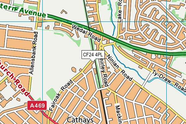 CF24 4PL map - OS VectorMap District (Ordnance Survey)