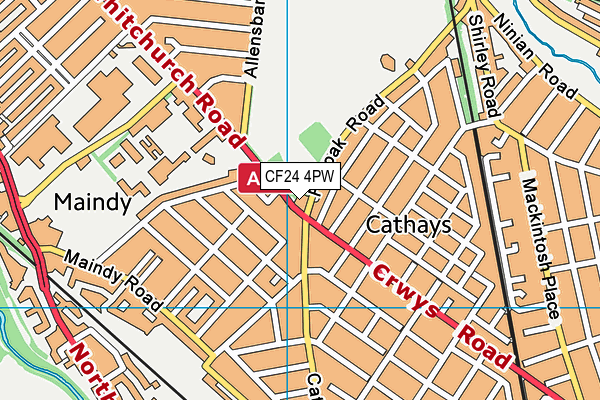 CF24 4PW map - OS VectorMap District (Ordnance Survey)