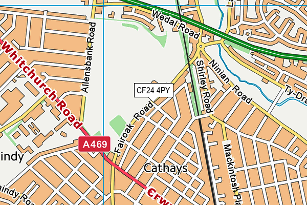 CF24 4PY map - OS VectorMap District (Ordnance Survey)