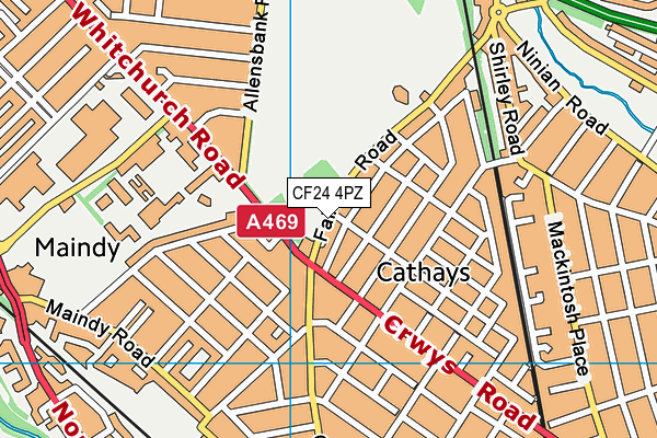 CF24 4PZ map - OS VectorMap District (Ordnance Survey)