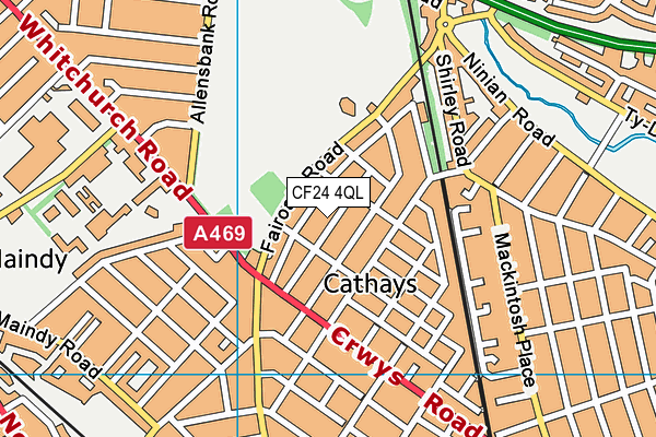 CF24 4QL map - OS VectorMap District (Ordnance Survey)