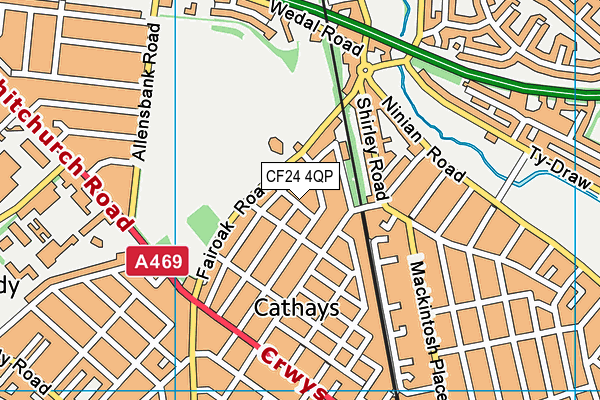 CF24 4QP map - OS VectorMap District (Ordnance Survey)