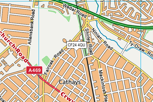 CF24 4QU map - OS VectorMap District (Ordnance Survey)