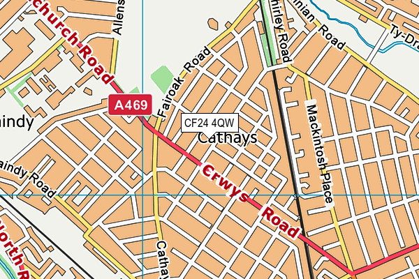 CF24 4QW map - OS VectorMap District (Ordnance Survey)